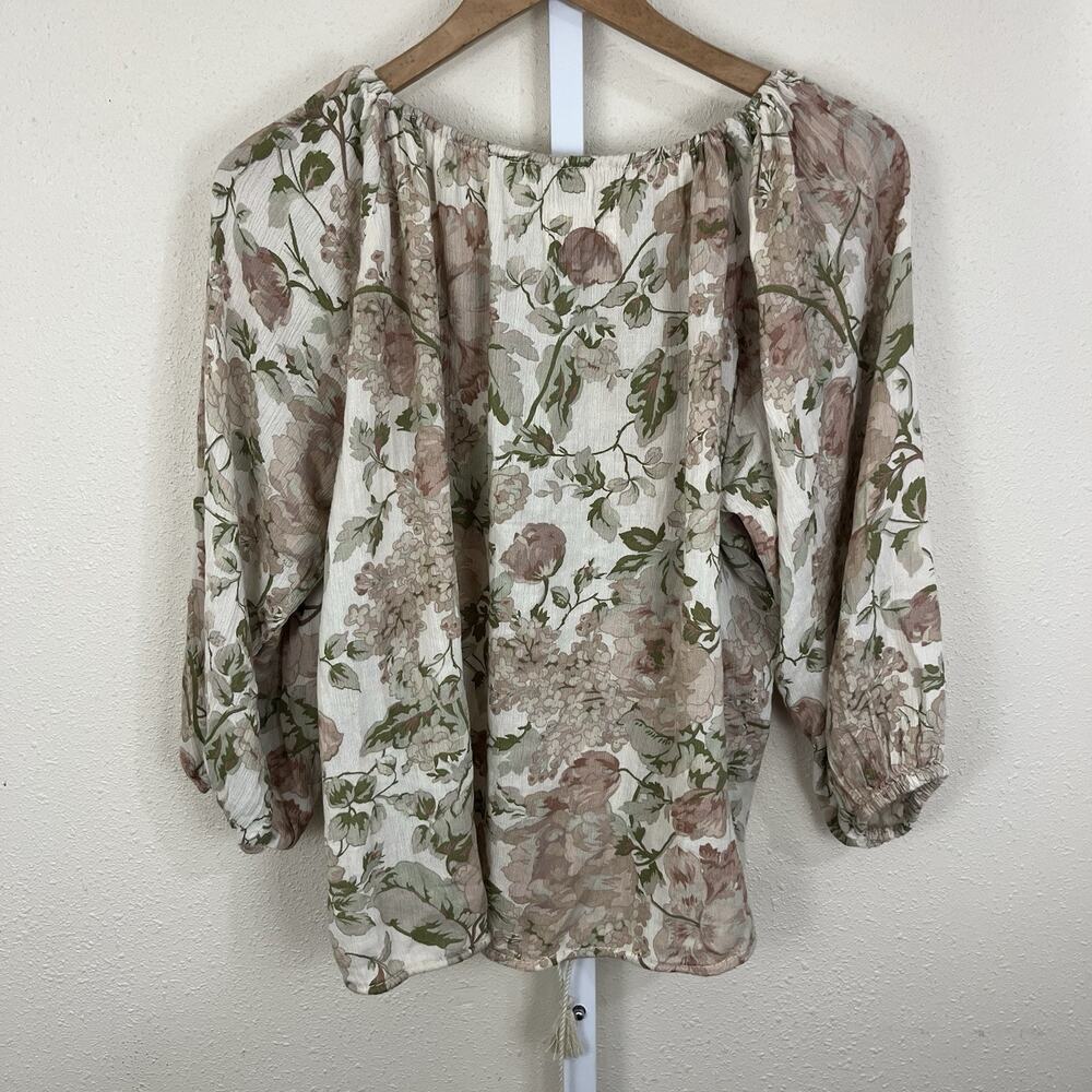 Denim & Supply Ralph Lauren Floral Peasant Top Womens M Medium Soft Pastel Boho - Picture 4 of 5